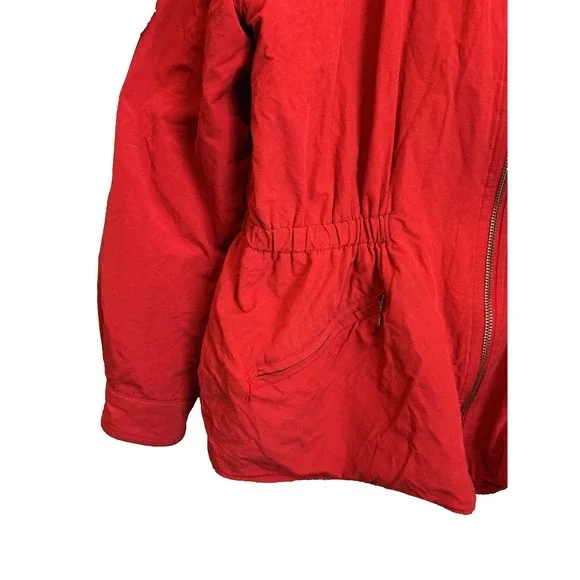 90s Polo Ralph Lauren Jacket Womens Reversible Full Zip Fleece Nylon Red Black M - Picture 5 of 8